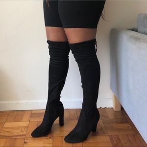 Suede thigh high boots